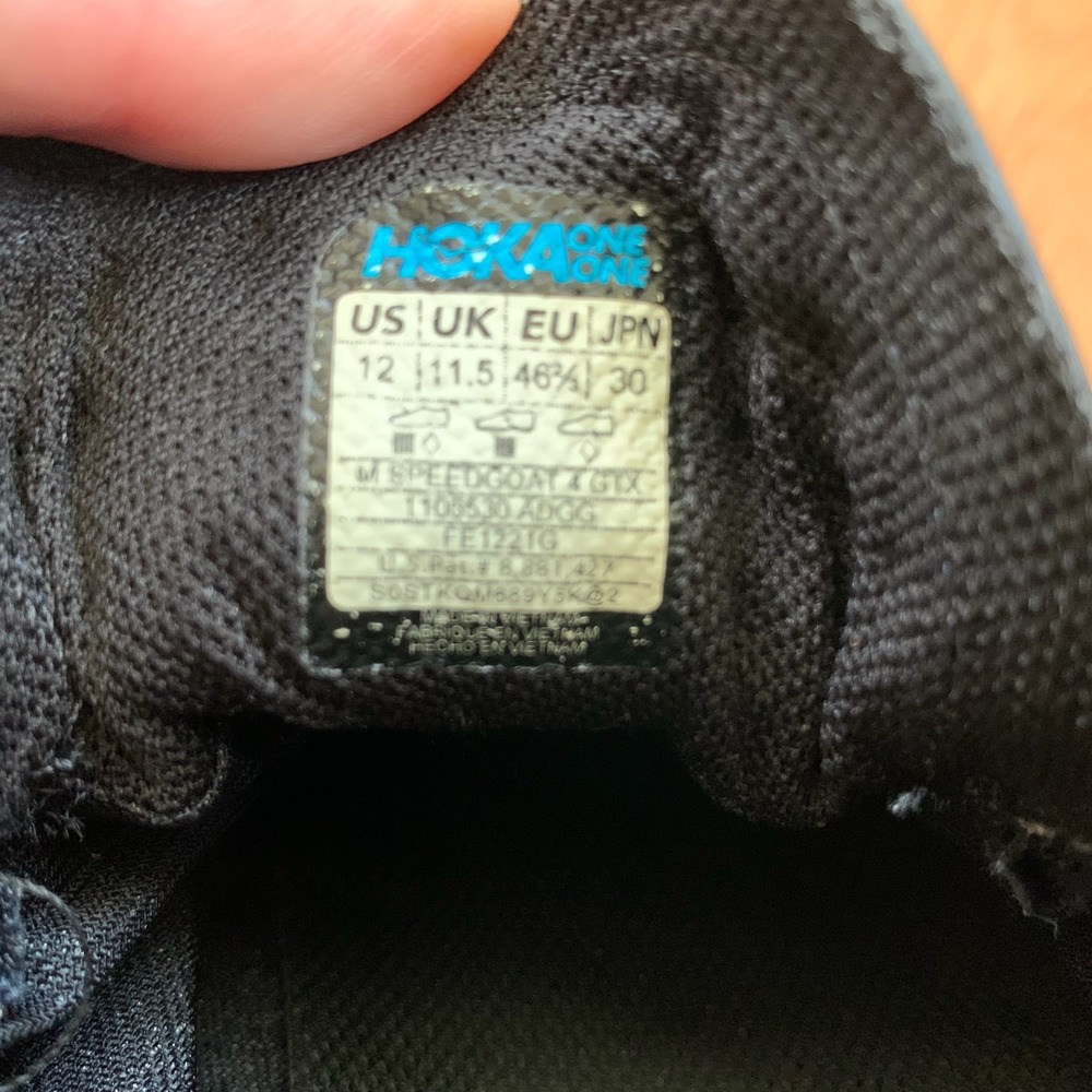 Hoka One One Mens 12 Anthracite Black Speedgoat 4 GTX Gore-Tex Trail Vibram - Picture 11 of 11